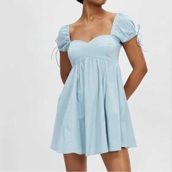 Abercrombie Tie Puff Sleeve Bow Babydoll Dress - Picture 3 of 7